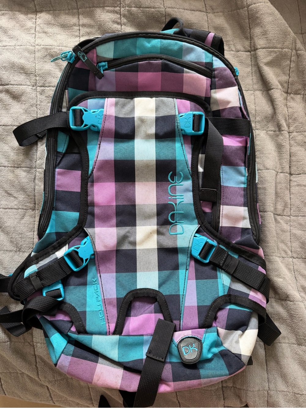 Dakine Teal Purple Black Plaid Women's Backpack